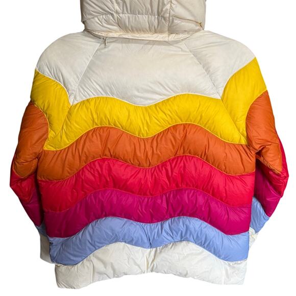 Marine Layer NEW ML X LF Apres Puffer Antique White Mullti Colorblock Size XS - Picture 12 of 15